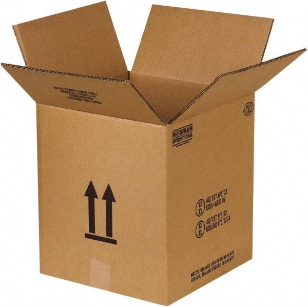 Made in USA - 12-1/8" Wide x 12-1/8" Long x 13-5/8" High Rectangle Corrugated Shipping Box - 2 Walls, Kraft (Color), 120 Lb Capacity - Exact Tool & Supply