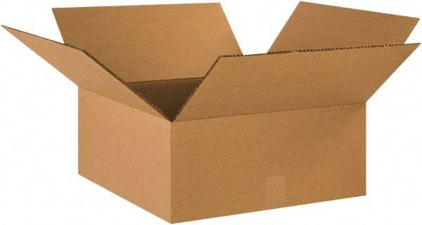 Made in USA - 18" Wide x 18" Long x 6" High Rectangle Heavy Duty Corrugated Box - 2 Walls, Kraft (Color), 100 Lb Capacity - Exact Tool & Supply