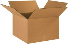 Made in USA - 18" Wide x 18" Long x 12" High Rectangle Heavy Duty Corrugated Box - 2 Walls, Kraft (Color), 100 Lb Capacity - Exact Tool & Supply
