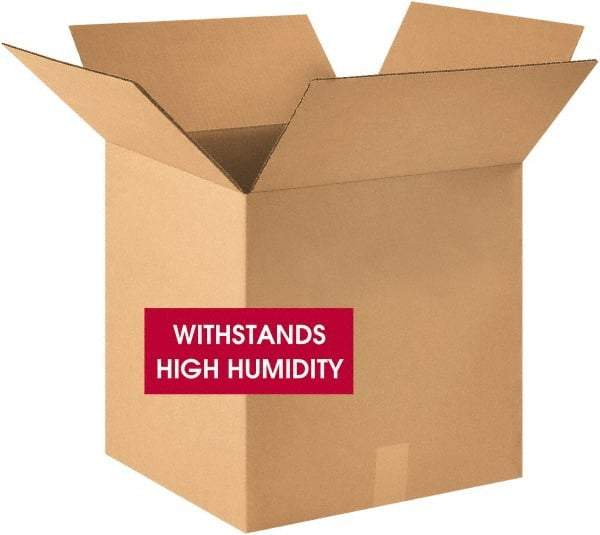 Made in USA - 18" Wide x 18" Long x 18" High Square Corrugated Shipping Box - 1 Wall, Kraft (Color), 120 Lb Capacity - Exact Tool & Supply