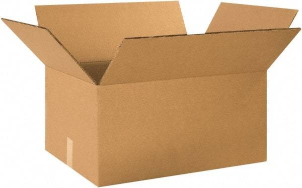 Made in USA - 14" Wide x 20" Long x 10" High Rectangle Heavy Duty Corrugated Box - 2 Walls, Kraft (Color), 100 Lb Capacity - Exact Tool & Supply