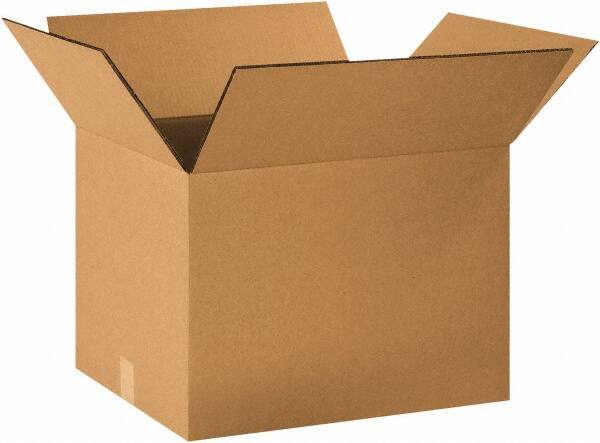 Made in USA - 16" Wide x 20" Long x 14" High Rectangle Heavy Duty Corrugated Box - 2 Walls, Kraft (Color), 100 Lb Capacity - Exact Tool & Supply
