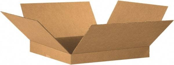 Made in USA - 20" Wide x 20" Long x 2" High Rectangle Corrugated Shipping Box - 1 Wall, Kraft (Color), 65 Lb Capacity - Exact Tool & Supply