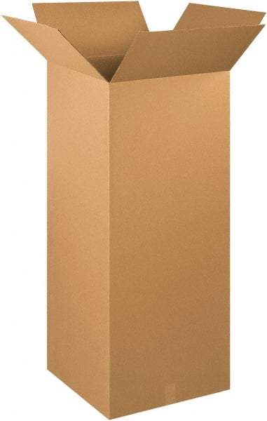 Made in USA - 20" Wide x 20" Long x 48" High Rectangle Corrugated Shipping Box - 1 Wall, Kraft (Color), 65 Lb Capacity - Exact Tool & Supply