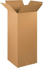 Made in USA - 20" Wide x 20" Long x 48" High Rectangle Corrugated Shipping Box - 1 Wall, Kraft (Color), 65 Lb Capacity - Exact Tool & Supply