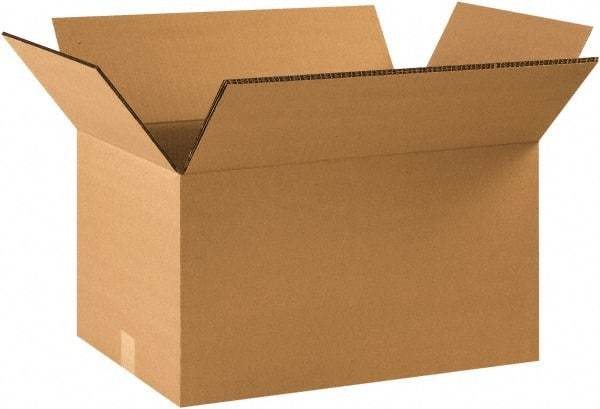 Made in USA - 18" Wide x 28" Long x 18" High Rectangle Heavy Duty Corrugated Box - 2 Walls, Kraft (Color), 100 Lb Capacity - Exact Tool & Supply