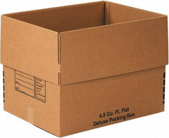 Made in USA - 18" Wide x 24" Long x 18" High Rectangle Moving Boxes - 1 Wall, Kraft (Color), 65 Lb Capacity - Exact Tool & Supply
