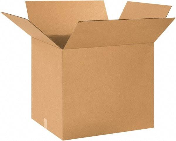 Made in USA - 18" Wide x 24" Long x 20" High Rectangle Corrugated Shipping Box - 1 Wall, Kraft (Color), 65 Lb Capacity - Exact Tool & Supply