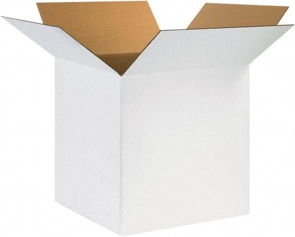 Made in USA - 24" Wide x 24" Long x 24" High Square Corrugated Shipping Box - 1 Wall, White, 65 Lb Capacity - Exact Tool & Supply