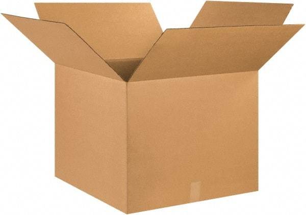 Made in USA - 25" Wide x 25" Long x 20" High Rectangle Corrugated Shipping Box - 1 Wall, Kraft (Color), 65 Lb Capacity - Exact Tool & Supply