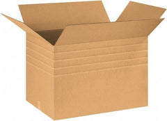 Made in USA - 20" Wide x 30" Long x 20" High Rectangle Multi-Depth Box - 1 Wall, Kraft (Color), 95 Lb Capacity - Exact Tool & Supply