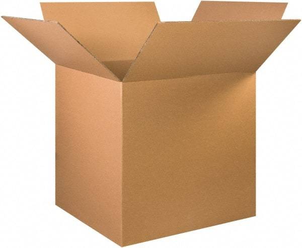 Made in USA - 36" Wide x 36" Long x 36" High Square Heavy Duty Corrugated Box - 2 Walls, Kraft (Color), 100 Lb Capacity - Exact Tool & Supply