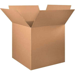 Made in USA - 34" Wide x 34" Long x 34" High Square Corrugated Shipping Box - 1 Wall, Kraft (Color), 65 Lb Capacity - Exact Tool & Supply