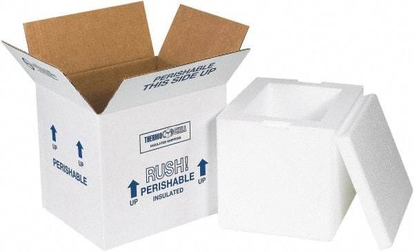 Made in USA - 6" Wide x 8" Long x 7" High Rectangle Insulated Box - 1 Wall, White - Exact Tool & Supply