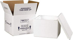 Made in USA - 9-1/2" Wide x 9-1/2" Long x 7" High Rectangle Insulated Box - 1 Wall, White - Exact Tool & Supply