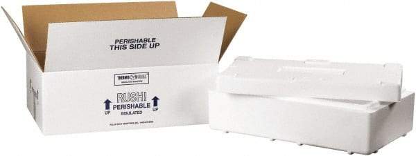 Made in USA - 11-1/2" Wide x 19-1/2" Long x 4-1/8" High Rectangle Insulated Box - 1 Wall, White - Exact Tool & Supply