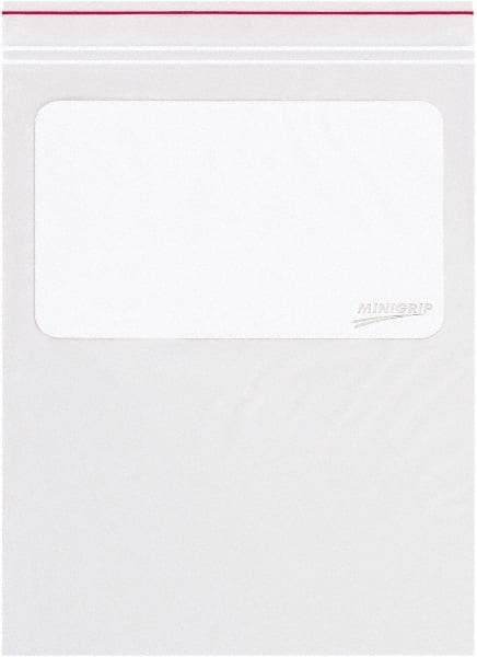 Minigrip - 8 x 10", 2 mil Minigrip White Block Reclosable Polybags - Clear - Exact Tool & Supply
