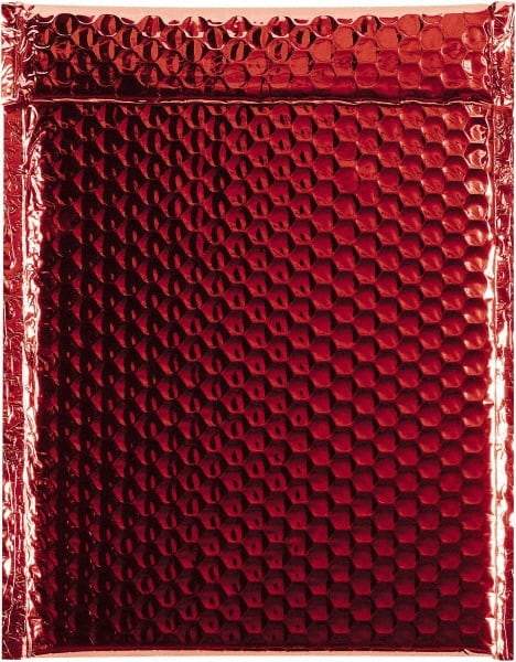 Made in USA - 11-1/2" Long x 9" Wide Peel-Off Self-Seal Bubble Mailer - Red - Exact Tool & Supply