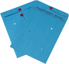 Made in USA - 13" Long x 10" Wide Draw String Inter-Department Envelope - Blue - Exact Tool & Supply