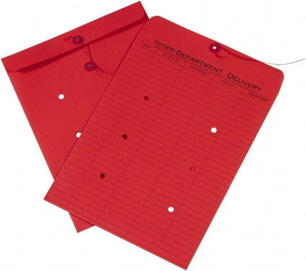 Made in USA - 13" Long x 10" Wide Draw String Inter-Department Envelope - Red - Exact Tool & Supply