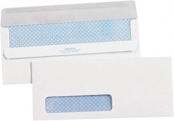 Made in USA - 9-1/2" Long x 4-1/8" Wide Self Seal Plain White Envelope with Window - White - Exact Tool & Supply