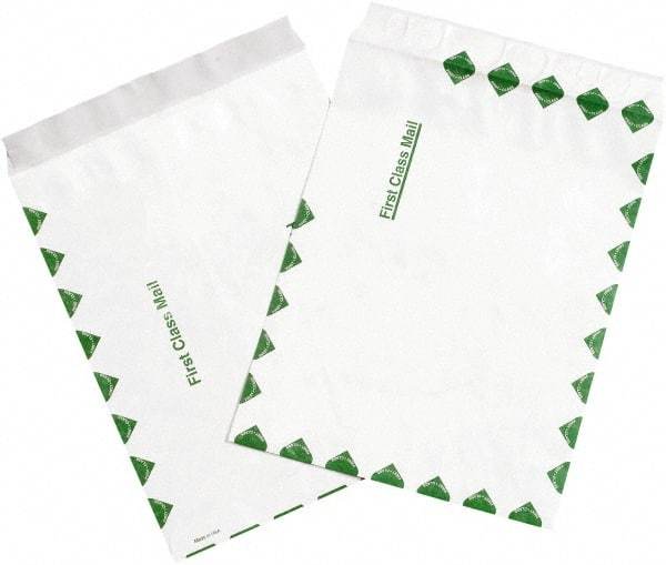Dupont - 12" Long x 9" Wide Peel-Off Self-Seal Tyvek Flat Catalog Envelopes - White/Green - Exact Tool & Supply