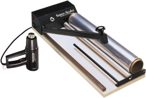 Made in USA - 13" Wide, Portable Shrink Wrap System - Contains Bar Sealer, Variable Temp Heat Gun, 12"x100 Roll of 75 Gauge PVC Shink Film, 1 Super Sealer Service Kit - Exact Tool & Supply