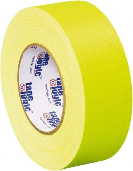 Tape Logic - 2" x 50 Yds Fluorescent Yellow Gaffers Tape - 11 mil, Rubber Adhesive - Exact Tool & Supply