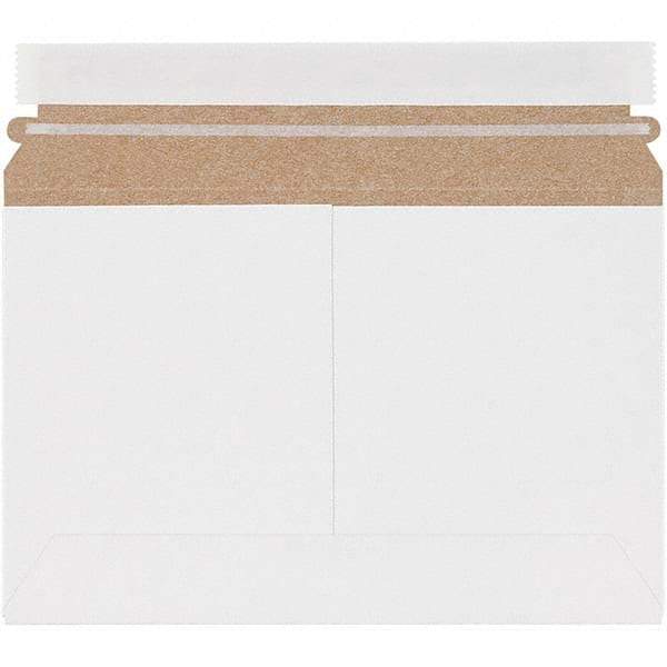 Made in USA - 6" Long x 9-1/2" Wide Peel-Off Self-Seal Flat Mailer - White - Exact Tool & Supply