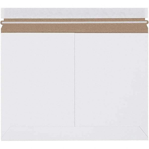 Made in USA - 9-3/4" Long x 12-1/4" Wide Peel-Off Self-Seal Flat Mailer - White - Exact Tool & Supply