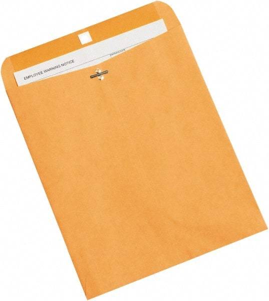 Made in USA - 12" Long x 10" Wide Clasp Brown Kraft Envelope - Kraft - Exact Tool & Supply