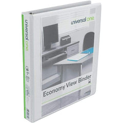 Universal One - 220 Sheet Capacity, 8-1/2 x 11", View Ring Binder - Polypropylene, White - Exact Tool & Supply