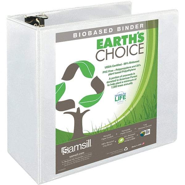 Samsill - 850 Sheet Capacity, 8-1/2 x 11", View Ring Binder - Polypropylene, White - Exact Tool & Supply