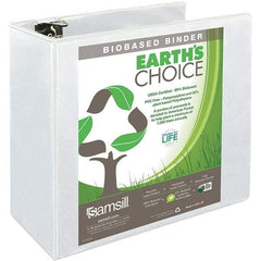 Samsill - 850 Sheet Capacity, 8-1/2 x 11", View Ring Binder - Polypropylene, White - Exact Tool & Supply