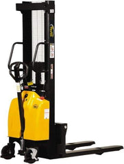 Vestil - 2,000 Lb Capacity, 118" Lift Height, Battery Powered Stacker - 3-3/8" Lowered Height, 42" Fork Length, 26-3/4" Overall Width - Exact Tool & Supply