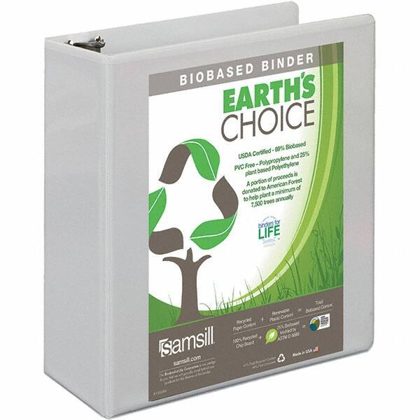 Samsill - 650 Sheet Capacity, 8-1/2 x 11", View Ring Binder - Polypropylene, White - Exact Tool & Supply