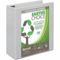 Samsill - 650 Sheet Capacity, 8-1/2 x 11", View Ring Binder - Polypropylene, White - Exact Tool & Supply