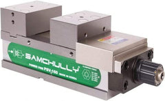 Samchully - 160mm Jaw Width, 160mm Jaw Opening Capacity, Horizontal Stationary Machine Vise - Manual Operation, 1 Station, 455.5mm Long x 58.4mm Deep, 60mm Jaw Height, Alloy Steel - Exact Tool & Supply