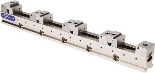 Samchully - 50mm Jaw Width, 500, 215, 120 & 75mm Jaw Opening Capacity, Horizontal Stationary Machine Vise - Manual Operation, 4 Stations, 600mm Long x 24.9mm Deep, 25mm Jaw Height, Alloy Steel - Exact Tool & Supply