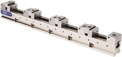 Samchully - 50mm Jaw Width, 500, 215, 120 & 75mm Jaw Opening Capacity, Horizontal Stationary Machine Vise - Manual Operation, 4 Stations, 600mm Long x 24.9mm Deep, 25mm Jaw Height, Alloy Steel - Exact Tool & Supply