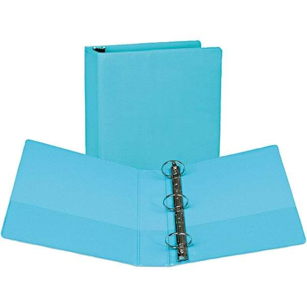 Samsill - 400 Sheet Capacity, 8-1/2 x 11", View Ring Binder - Vinyl Covered Chipboard, Turquoise - Exact Tool & Supply