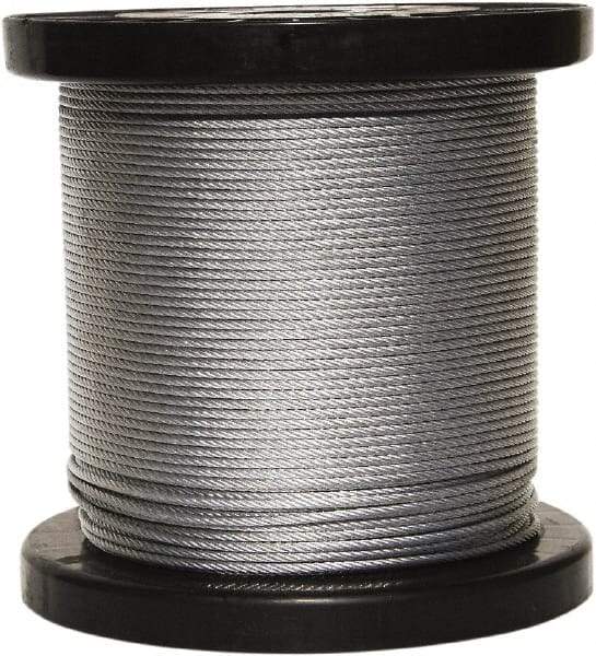 Loos & Co. - 3/16" x 1/8" Diam, Steel Wire Rope - 1,760 Lb Breaking Strength, 7 x 19, Vinyl Coating - Exact Tool & Supply