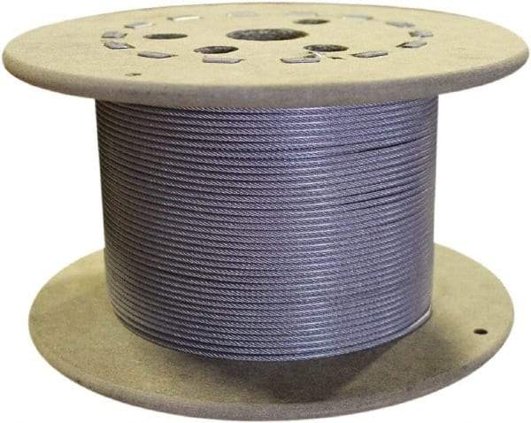 Loos & Co. - 1/4" x 3/16" Diam, Galvanized Steel Wire Rope - 4,200 Lb Breaking Strength, 7 x 19, Nylon Coating - Exact Tool & Supply