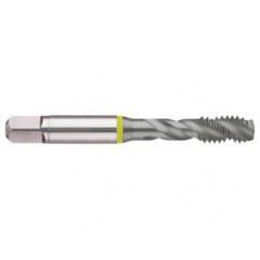 M8x1.25 6H 3-Flute Cobalt Yellow Ring Semi-Bottoming 40 degree Spiral Flute Tap-MolyGlide - Exact Tool & Supply
