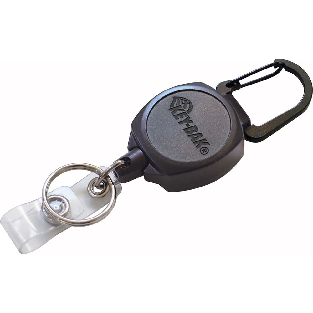 Key-Bak - Key Control; Type: Retractable Key Chain & ID Holder ; Number of Keys: 5 ; Color: Black ; Width (Inch): 3/4 - Exact Tool & Supply