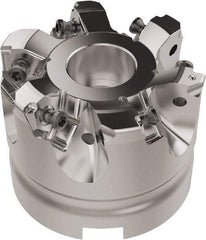 Seco - 63mm Cut Diam, 27mm Arbor Hole, 6.96mm Max Depth of Cut, 92° Indexable Chamfer & Angle Face Mill - 6 Inserts, XNEX080816 Insert, Right Hand Cut, 6 Flutes, Through Coolant, Series R220.79 - Exact Tool & Supply