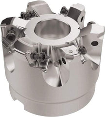 Seco - 2-1/2" Cut Diam, 1" Arbor Hole, 6.96mm Max Depth of Cut, 92° Indexable Chamfer & Angle Face Mill - 6 Inserts, XNEX080816 Insert, Right Hand Cut, 6 Flutes, Through Coolant, Series R220.79 - Exact Tool & Supply