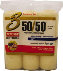 Wooster Brush - 1/2" Nap, 9" Wide Paint Roller Cover - Semi-Rough Texture, 50/50 Polyester & Wool Blend - Exact Tool & Supply