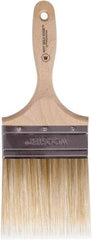 Wooster Brush - 4" Flat Polyester Wall Brush - 3-15/16" Bristle Length, 5-3/8" Wood Beavertail Handle - Exact Tool & Supply