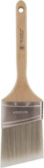 Wooster Brush - 3" Oval/Angle Polyester Angular Brush - 2-15/16" Bristle Length, 6-1/2" Wood Fluted Handle - Exact Tool & Supply